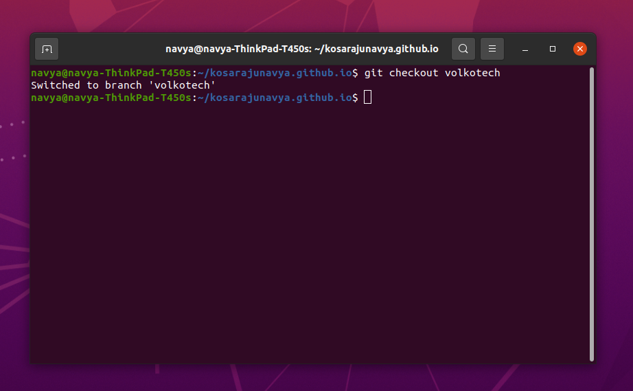 Checkout to respective git branch using Ubuntu terminal