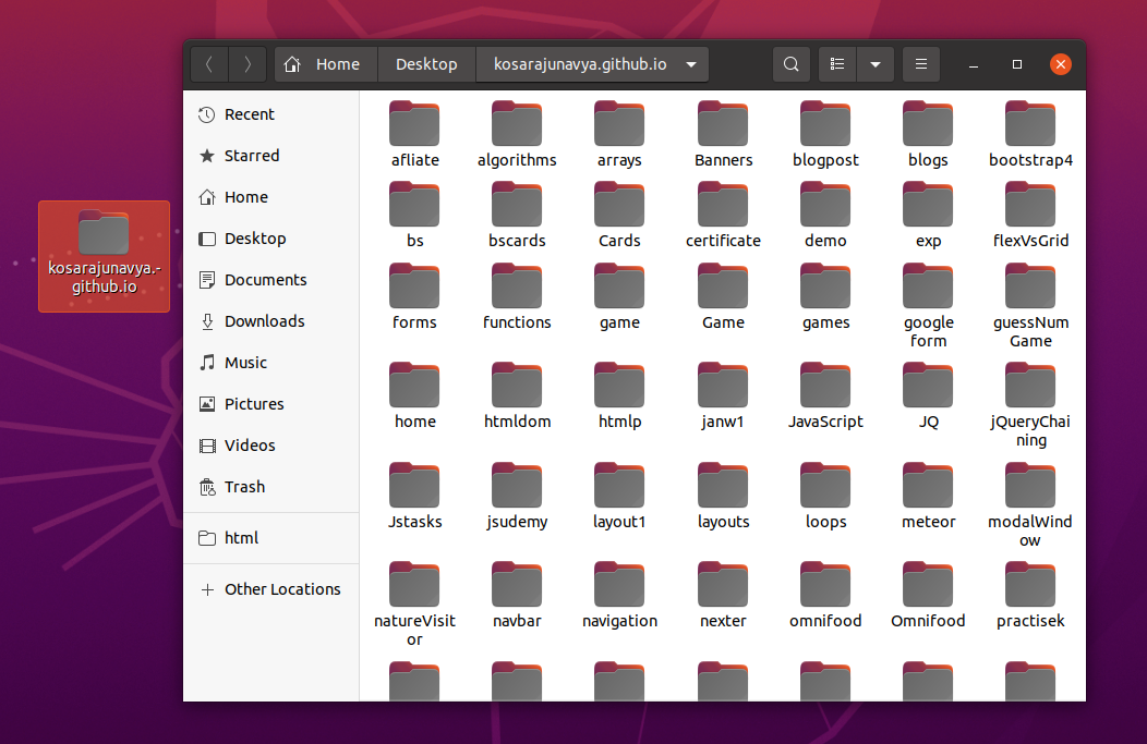 Validating cloned repo files in Ubuntu file explore