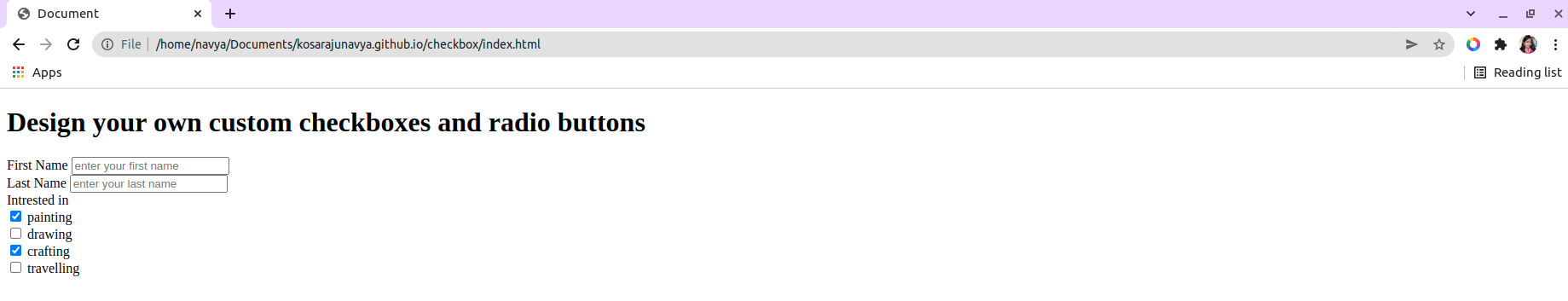 Checkbox display in Google Chrome Browser