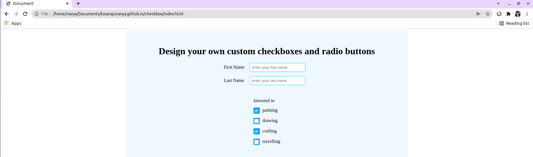 Custom Checkbox with gradient borders in Google Chrome Browser