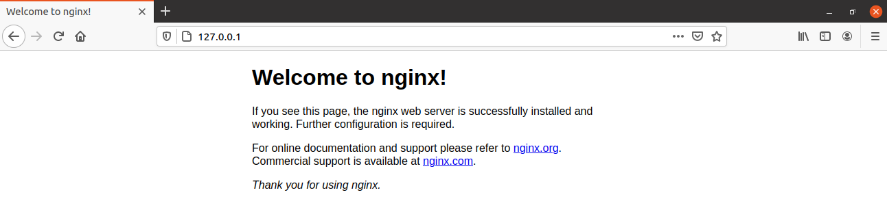 Welcome to Nginx page in the Browser as a Local Site