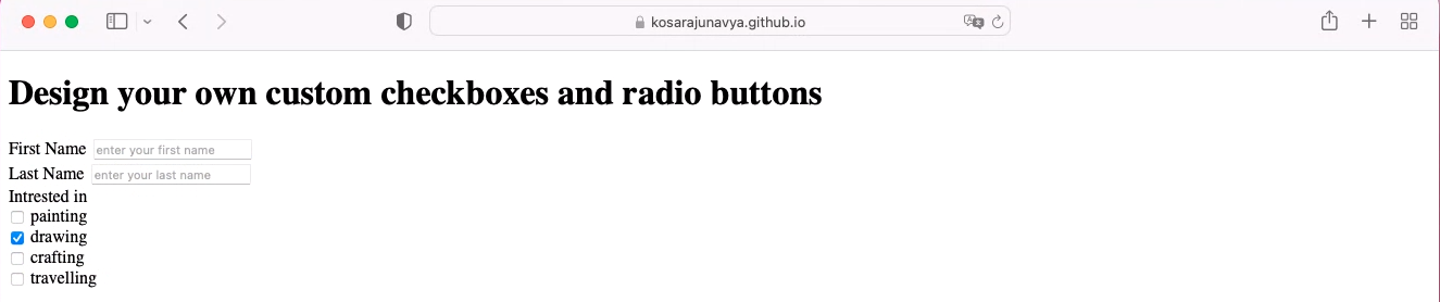 Checkbox display in Safari Browser