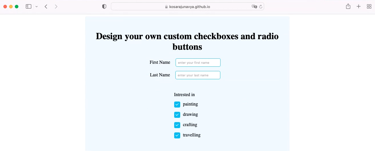 Custom Checkbox display in Safari Browser