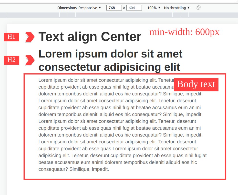 min width media query for font sizes