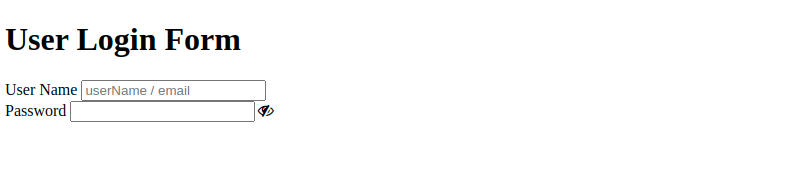 Result of login page with plain HTML