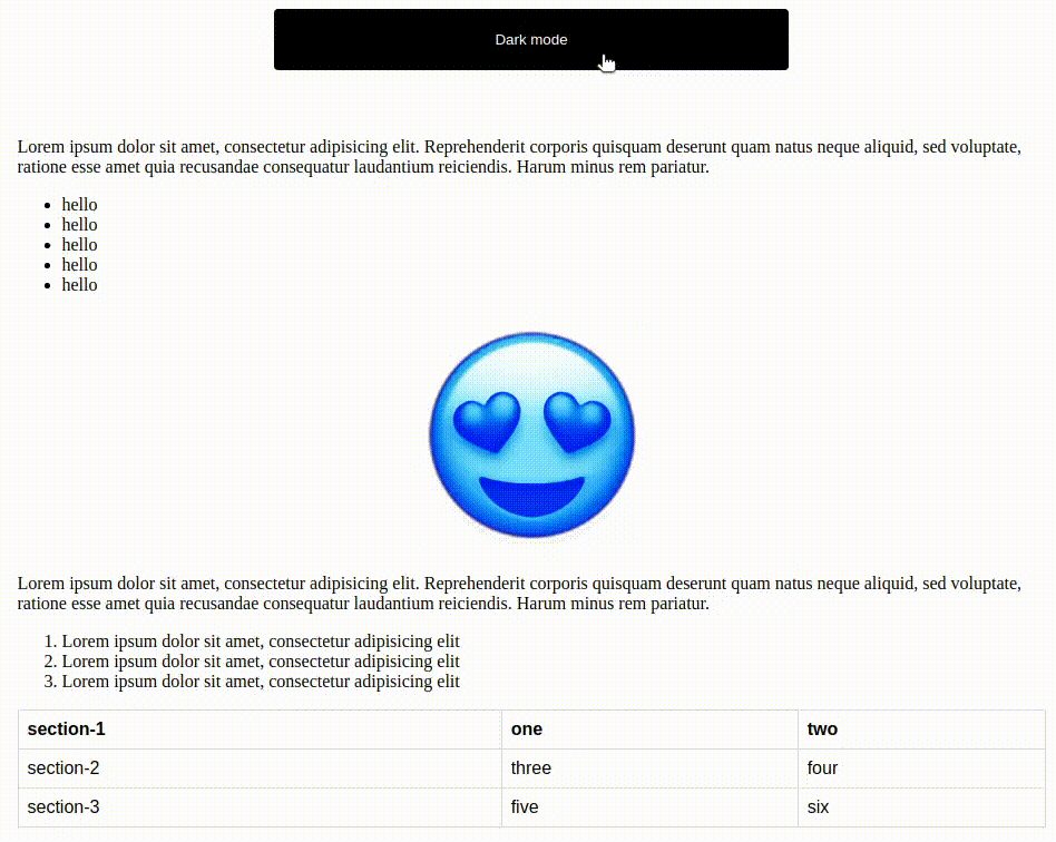 Result GIF of toggling dark/light mode on click