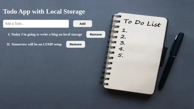 To-Do app with local storage using JavaScript